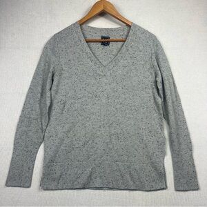 GAP Lightweight Sweater MEDIUM Gray Speckled Merino Wool Blend Textured Casual